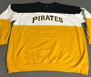Pittsburgh Pirates MLB Colorblock Crewneck Sweatshirt Mens 3XLT Black Gold Yinz